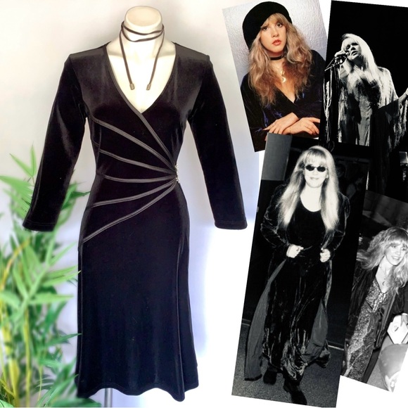 Vintage Dresses & Skirts - v i n t a g e :: Gorgeous Black Velvet Y2K Midi Dress